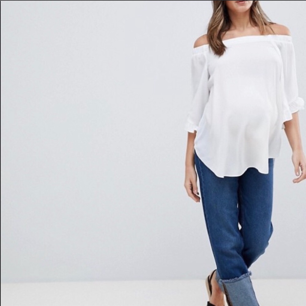 New look maternity off shoulder white top- US6